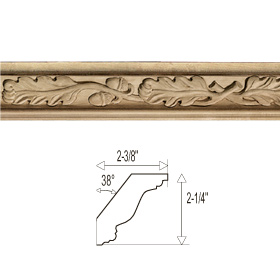 White Oak Leaf/Acorn Crown Molding 3