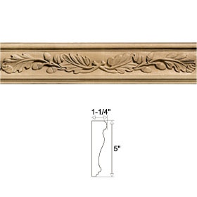 White Oak Leaf/ Acorn Chair Rail Molding 5